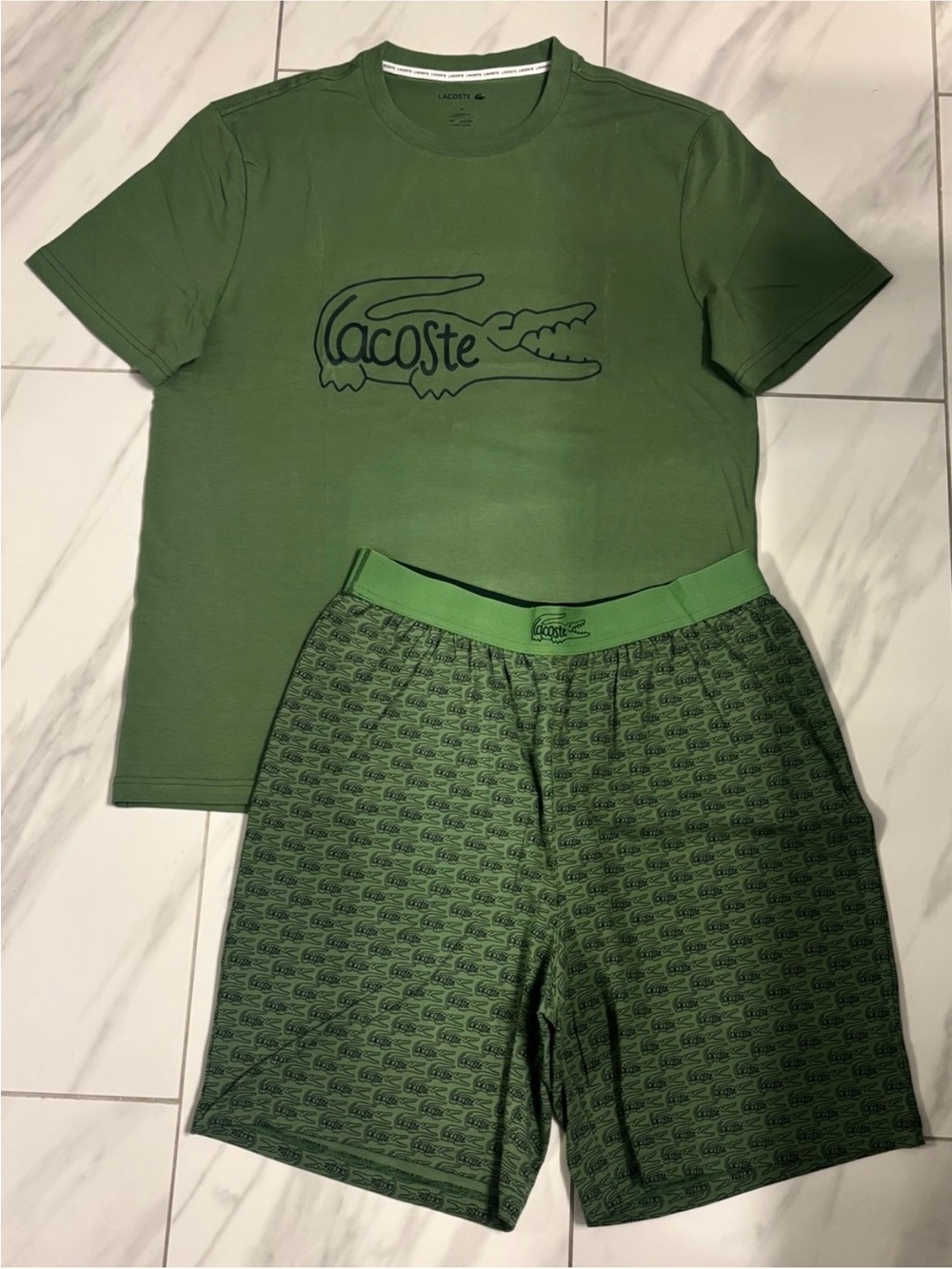 Men’s Lacoste Sleepwear Set T-Shirt and All Over Shorts
